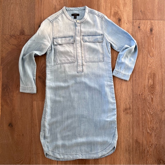 J Crew Drapey Chambray Shirt Dress Denim, XXS, B9841 - Picture 3 of 10